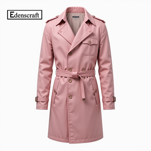 เสื้อโค้ทเทรนช์โค้ทแบบยูนิเซ็กซ์ทันสมัย กันน้ำ ตัวยาว แต่งลูกไม้และซับในไนลอน กระดุมสองแถว สไตล์ทางการสำหรับใส่ทำงานหรือลำลอง - Product Image 5