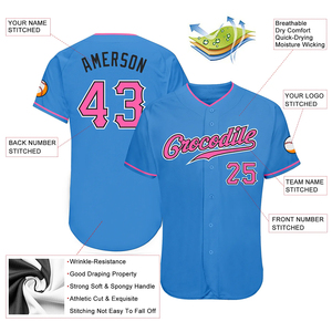 Maillot de baseball de qualité supérieure, couleur bleue avec design rayé, vêtements de sport en polyester, chemises de sport avec design personnalisé - Product Image 4