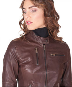 Women's High Quality Genuine Leather <b>Jacket</b> Satin Lining Long Sleeve Zipper Slim Fit Breathable Waterproof Eco-Friendly - Product Image 6