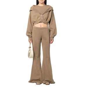 Ensemble de survêtement d'hiver pour homme en coton délavé à l'acide, avec pantalon évasé et sweat à capuche, collection 2026 - Product Image 2