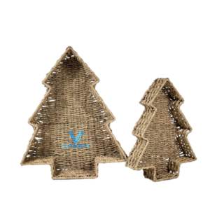 Árbol de pino de ratán tejido a mano respetuoso con el medio ambiente adorno de Navidad de temporada vacaciones rústicas decoración del hogar Idea de regalo - Product Image 5