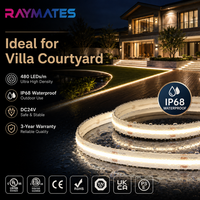 Tira de Luz LED COB UL 24V IP68 Impermeable de 5M, Tira LED de Alta Densidad con 480 LED, Flexible y Regulable para Uso en Exteriores