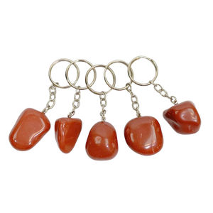 LLavero de cuarzo con piedra natural de jaspe rojo, piedra natural curativa envuelta en gema dorada, cristal curativo, venta al por mayor - Product Image 3