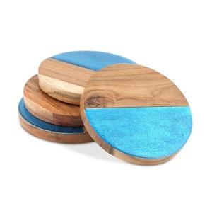 Walnut Wooden Round Mats & <b>Pads</b> Useful in Office Home and Hotel Tabletop Tea and <b>Coffee</b> Serving Coaster Handicrafts - Product Image 5