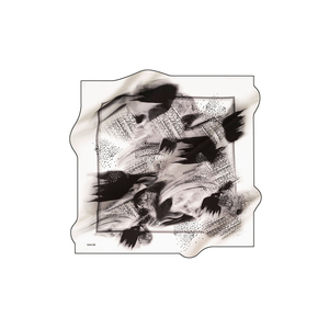 Off-White Black Silk Crepe Satin Digital Printed Square Scarf - Product Image 1