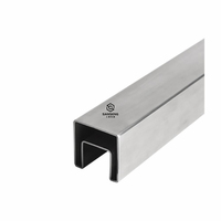 Rampe en verre sans cadre en acier inoxydable 304, tube rainuré, main courante DIY, design contemporain pour appartement