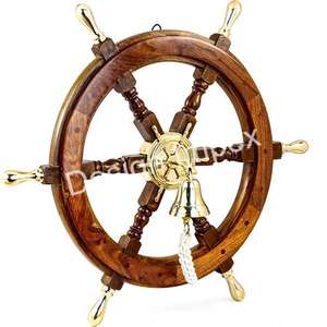 Souvenir cadeaux promotionnels bois laiton bateau roue pas cher prix luxe bateau nautique roue décoration murale horloge décoration de la maison - Product Image 2