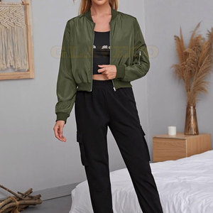 Solid Color Full Zipper <b>Women</b> Bomber <b>Jacket</b> Premium Quality <b>Light</b> Weight Bomber <b>Jacket</b> For <b>Women</b> - Product Image 6
