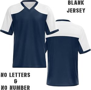 Maillot de football américain personnalisé pour homme, bleu marine, col en V, manches courtes, impression sublimée, nom et numéro de l'équipe, évacuation de l'humidité - Product Image 3