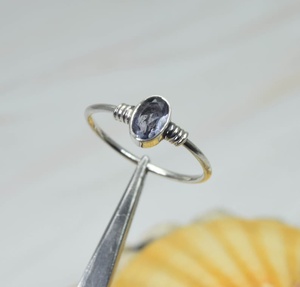 Handmade <b>925</b> Sterling <b>Silver</b> Vintage Style <b>Ring</b> <b>with</b> Iolite Diamond Fine Jewelry for Engagement Parties Direct From India - Product Image 1