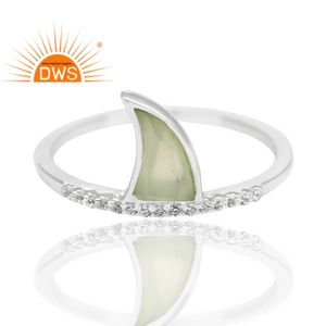 Anillo de plata de ley fina hecho a mano con diseño de cuerno de piedras preciosas de Calcedonia Aqua, joyería para mujer, regalo para ella - Product Image 2