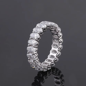Anillos de eternidad de moissanita de corte ovalado de 0,3 quilates con certificado, banda de boda de diamante medio/completo para mujer - Product Image 3
