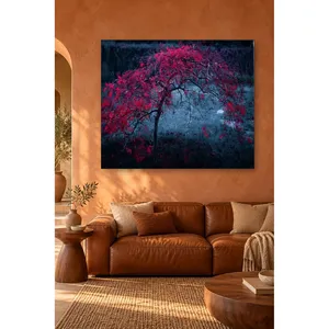 Fida Pink Japanese Maple en impression sur toile bleu nuit - Product Image 1