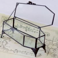 Boîte à bijoux et bibelots en verre trempé et métal, design cercueil, faite à la main, pour Halloween, personnalisable, vente chaude