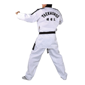 Venta al por mayor Material Arts Training Gi logotipo personalizado cuello negro Taekwondo uniforme personalizado algodón duradero Taekwondo Doboks - Product Image 4