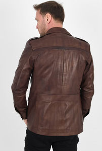 2025 Veste en cuir matelassé d'hiver pour hommes en cuir marron de haute qualité avec fonction chauffante confortable et abordable - Product Image 4
