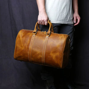 กระเป๋าเดินทางหนังแท้ความจุขนาดใหญ่สไตล์วินเทจพร้อมซิปปิดกันน้ำสำหรับกลางแจ้งทุกสัปดาห์ - Product Image 2
