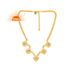 Último diseño 18K chapado en oro Natural Howlite piedra preciosa colgante collar Demi joyería fina fabricante - Product Image 1