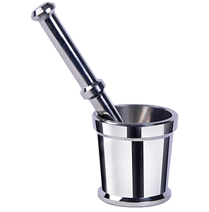 Mortier et pilon en aluminium Vente en gros Pilon à mortier en aluminium style indien avec logo personnalisé pour la cuisine - Product Image 5