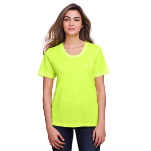 Camiseta de mujer transpirable verde neón Camiseta de manga corta con cuello redondo de manga corta - Product Image 1