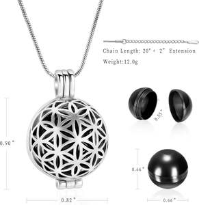 จี้ใส่เถ้ากระดูกทำจากโลหะสแตนเลสสีดำมีขนาดเป็นรูปทรงกลวงสามารถกำหนดขนาดได้เองสำหรับเครื่องประดับสำหรับงานศพส่วนบุคคลของมนุษย์ - Product Image 2