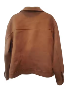 Veste rétro en daim marron pour hommes personnalisée OEM bombardier américain vintage court avec col à capuche fermeture éclair d'hiver en cuir décontracté - Product Image 6