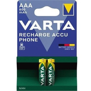 แบตเตอรี่โทรศัพท์แบบชาร์จได้ วาร์ต้า นิเกิล-เมทัลไฮไดรด์ 1.2V 800mAh ขนาด AAA/Micro HR03 แพ็คคู่ - Product Image 1