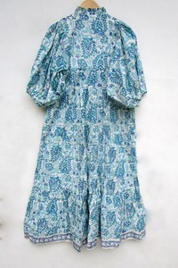 Traditionnel bohème indien main bloc coton imprimé nouvelle mode mère et fille correspondant contraste multicolore robes ensembles - Product Image 2