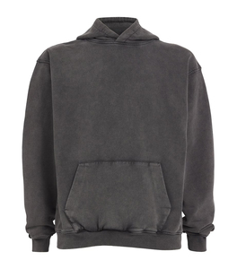 Pull-over noir unisexe à capuche en molleton, vêtements d'hiver décontractés, haut chaud à capuche à manches longues avec poche réglable - Product Image 1