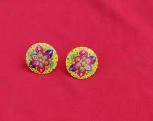 Boucles d'oreilles Meenakari peintes à la main de haute qualité pour femmes et filles Style indien traditionnel pour vêtements décontractés et formels - Product Image 3
