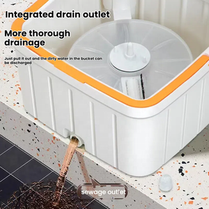 Escobilla de limpieza giratoria 360 grados con separador de agua limpia y sucia, mango largo y cesta de plástico para una fácil limpieza del hogar - Product Image 2