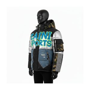 Veste polaire d'hiver pour hommes Tissu en nylon haute densité avec denim et panneau de camouflage Broderie personnalisée Logo Veste polaire pour homme - Product Image 3