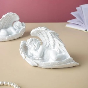Resina ángulo chica Cupido estatua Showpiece decoración del hogar niños habitación decoración para regalo blanco - Product Image 3