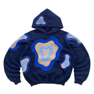 Sweat à capuche en coton lourd 400gsm-500gsm Logo avant positionné coupe coudre Patchwork imprimé Street Wear teint uni pour la saison d'hiver - Product Image 2