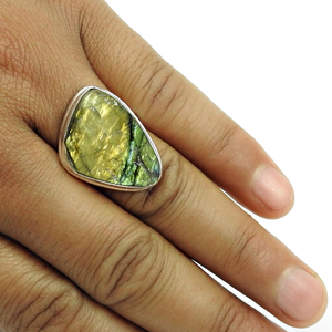 Pierre précieuse de Labradorite brute en argent sterling 925 Bague Boho de style classique Bijoux faits à la main Prix d'usine direct Fournisseurs de gros - Product Image 2