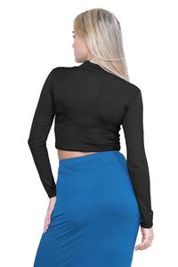 T-shirt uni à col roulé et col roulé, manches longues, extensible, basique, couleur unie, 2025 - Product Image 6