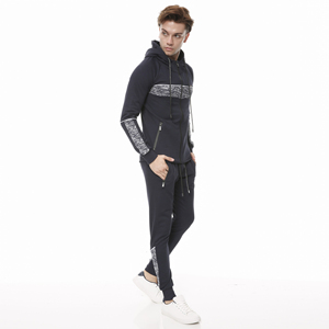 Survêtement en coton blanc à double couche Survêtement de gros Ensemble de sweat à capuche et pantalon de survêtement zippé vierge et lourd personnalisé - Product Image 3