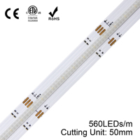 RAYMATES RGBW 560LED Luminosité COB LED STRIP IP20 LED Flex COB STRIP DC24V 16W 12mm Haute Densité COB LIGHTS STRIP pour Bar Park