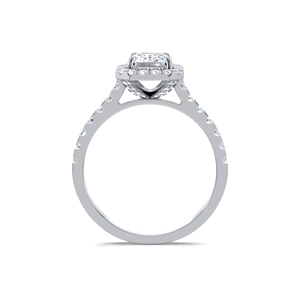 Anillo de Compromiso con Doble Halo de Diamantes Corte Esmeralda de 1.57CT, Plata de Ley 925 Sólida, Chapado en Rodio, Lujoso y con Pavé - Product Image 3