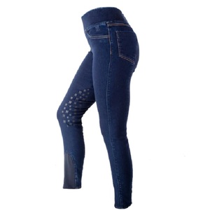 Derniers modèles de vêtements équestres, vêtements de sport, pantalons leggings avec patch au genou, vente en gros personnalisée, collants d'équitation en denim, leggings - Product Image 2
