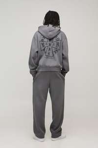 Conjunto de 2 Piezas de Chándal con Cremallera y Logotipo Personalizado, Estilo Vintage, para Invierno, 220 g, 100% Algodón, Sudadera con Capucha de Peso Medio y Pantalones Deportivos - Product Image 3