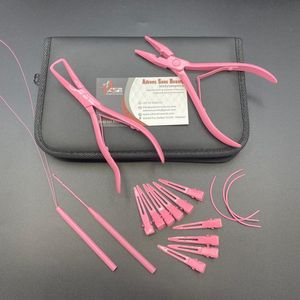 Kit d'outils d'extension de cheveux en acier inoxydable rose vif ensemble pince d'extension de cheveux en gros avec logo personnalisé - Product Image 4