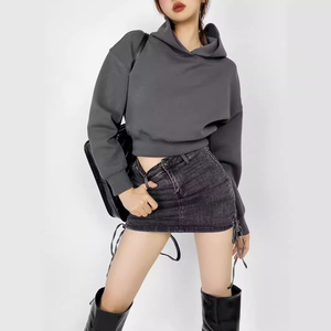 Sweats à capuche personnalisés pour femmes automne course décontractée veste à capuche courte imprimé éponge Yoga avec logo avant filles veste de course - Product Image 4
