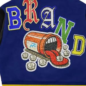 Veste universitaire brodée personnalisée pour hommes Streetwear Patchwork Baseball Jacket Laine et cuir PU Blouson aviateur tendance de haute qualité - Product Image 5