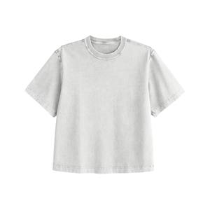 Fabricante al aire libre uso diario causal transpirable moda ácido lavado recortado o cuello verano manga corta Camiseta de los hombres - Product Image 4