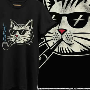 Cotton Maigret the <b>Cat</b> <b>T</b>-Shirt Leisure Tops for Comfortable Everyday Wear - Product Image 2