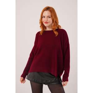 Pull en tricot bordeaux Thessaloniki avec fente latérale, style décontracté, vente en gros - Product Image 5
