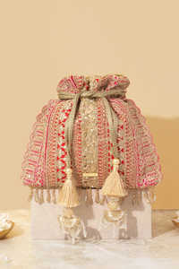 Indian Ethnic Eco-Friendly Durable Polyester Potli Bag for <b>Bride</b> Mehendi Ceremony Handbag Customizable Size Ladiesclutches More - Product Image 6