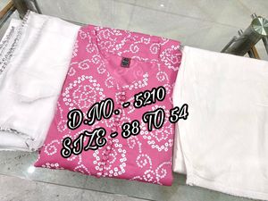 Hermosa ropa festiva de boda Hot Pink Heavy Reyon Bandhej Impreso Full Flair Kurti con Long Dupatta Mejor calidad Saree - Product Image 5