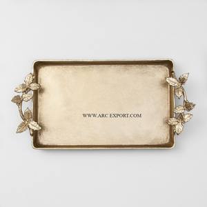 ถาดเสิร์ฟอาหารอลูมิเนียมชุบทอง2ขนาดถาดเสิร์ฟอาหารของโรงแรมร้านอาหารและรีสอร์ทถาดอาหารตกแต่งโต๊ะ - Product Image 2